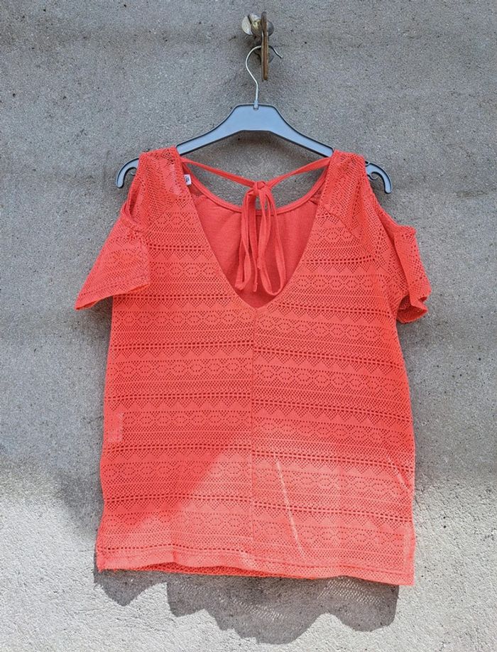 Petit top brodé orangé - photo numéro 2