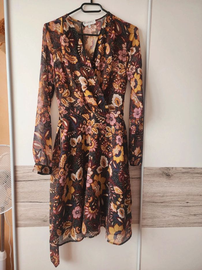 Robe noire motifs fleuris Morgan neuve T.34/XS - photo numéro 2