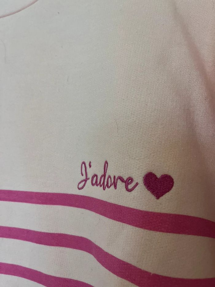 Sweat rose « marinière » - photo numéro 2