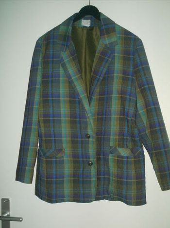 Veste 1.2.3. tissu gaufré bleu vert violet taille 42 TBE