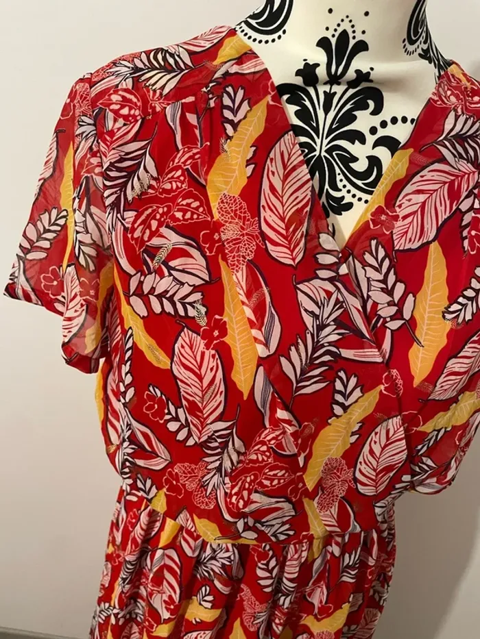 Robe longue Mod Style taille M rouge motifs multicolore - photo numéro 4