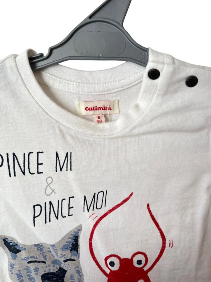T-shirt blanc “Pince mi & pince moi” - Catimini 6 mois - photo numéro 2