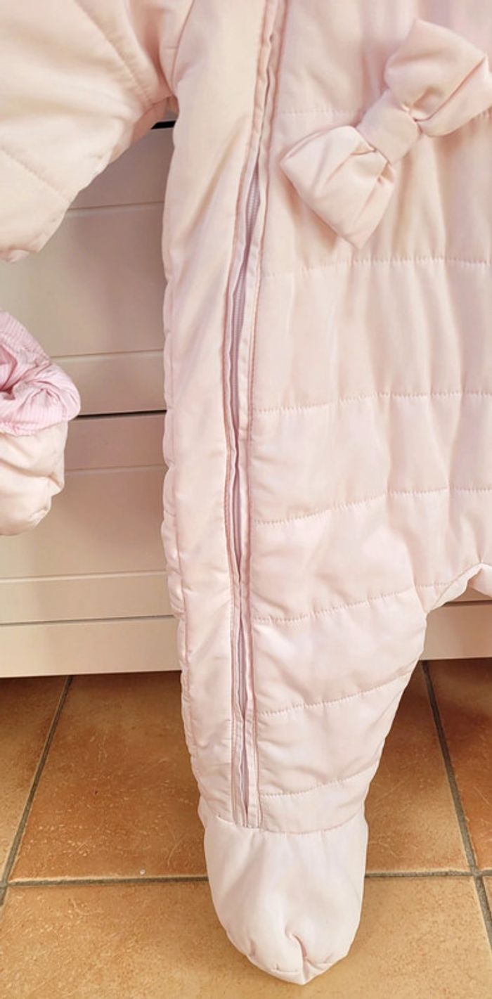 Magnifique Combi-pilote avec moufles, capuche, imperméable-Rose clair-vichy-Jacadi 6mois Neuve - photo numéro 6