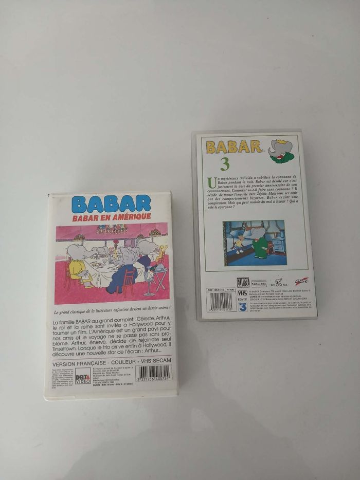 Lot 2 VHS Babar - Babar en Amérique + Volume 3 (Vintage) - photo numéro 2