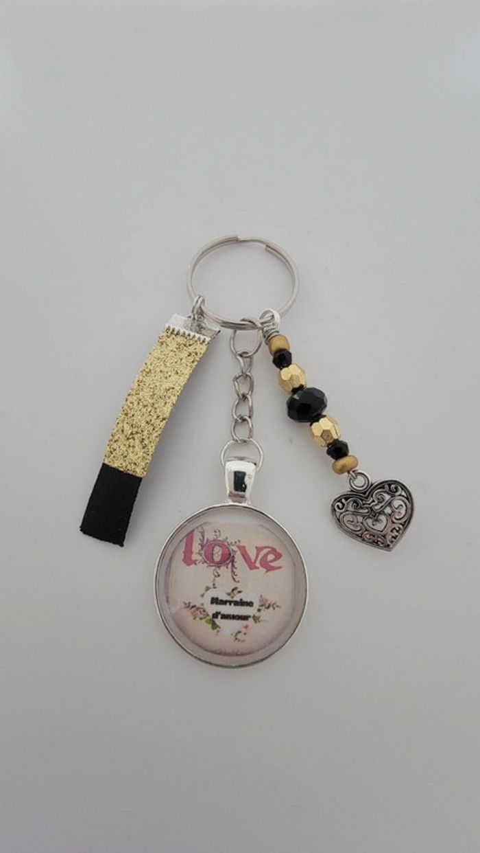 Cadeau marraine, porte clé message bijoux de sac " marraine d'amour"