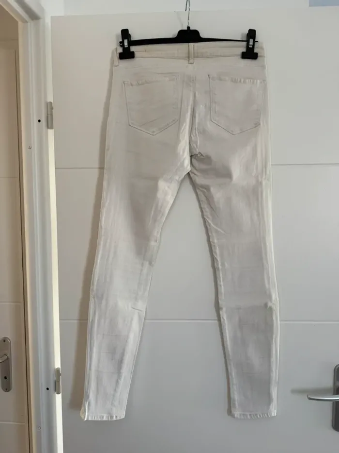 Pantalon skinny slim blanc Zara legging pantaloni pantalones rock Vloeiende Calças 38 M poches femme - photo numéro 2