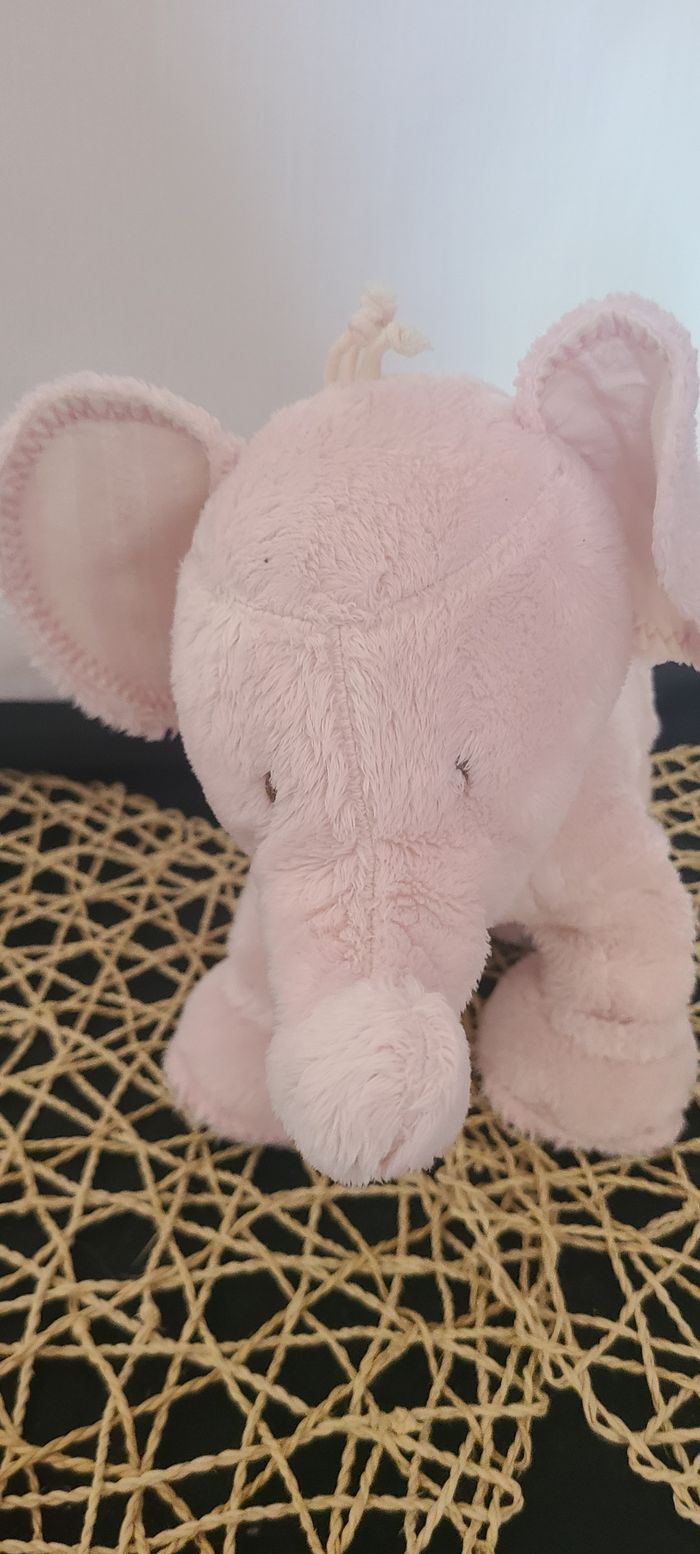 Ferdinand l'éléphant 25 cm rose pâle tartine et chocolat - photo numéro 2