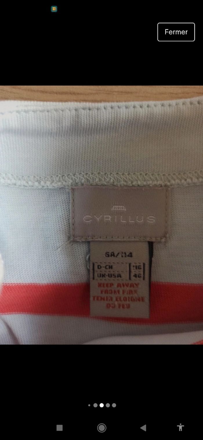 marinière bleu ciel et corail avec noeud marinière cyrillus 6ans - photo numéro 4