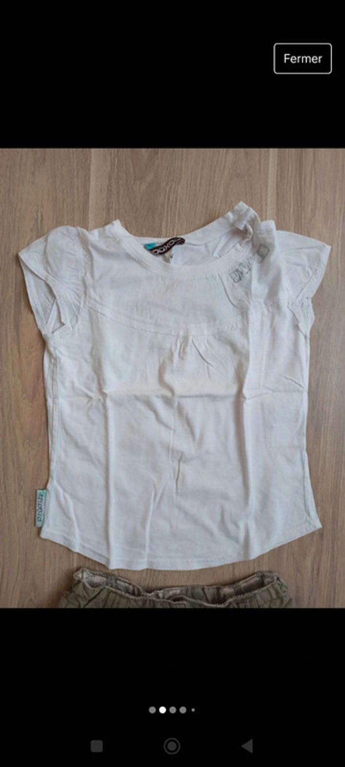 T-shirt blanc ooxoo 6 ans et jupe kaki Mexx 100 % coton - photo numéro 2
