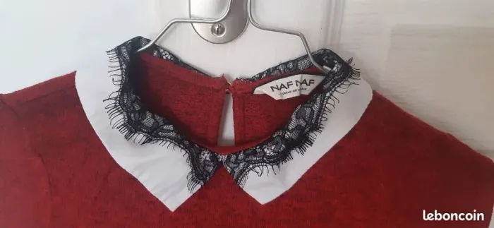 Pull fin rouge bordeaux / Naf Naf / taille 34 - photo numéro 2