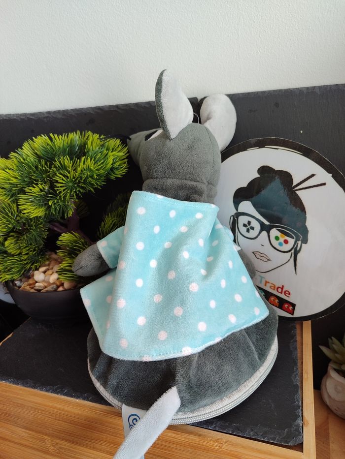 doudou peluche range pyjama souris gris bleu pois gilet noir 7cvet.com cebuybet - photo numéro 2