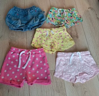 Lot de 5 shorts été fille (4 Orchestra + 1 rose Tissaia) - Taille 9 mois - 71cm