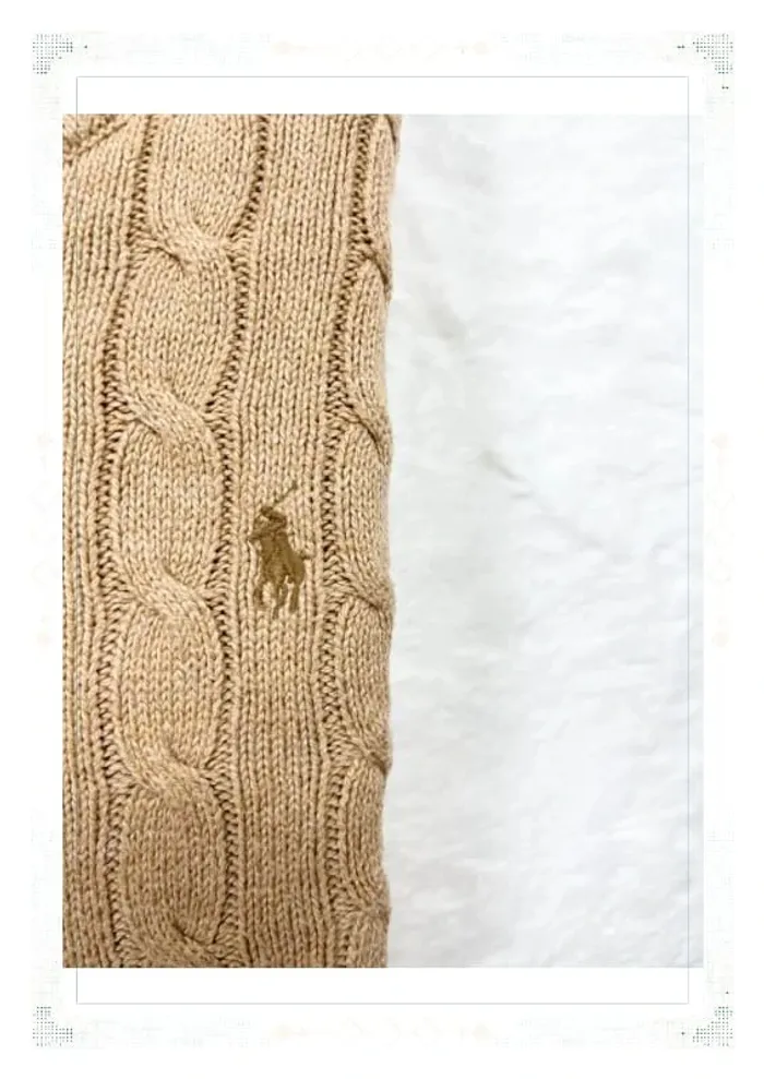 Ralph Lauren pull torsadé col ras de cou beige homme taille L coton - photo numéro 6