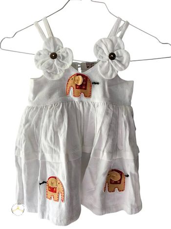 Robe d'été fillette en lin blanc avec motif T 24-36 mois /L neuve