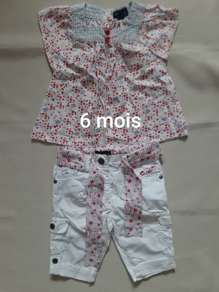 ensemble d'été fille (haut sans manches + pantacourt) - Creeks - 6 mois - photo numéro 1