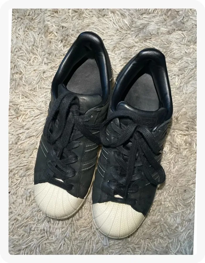 Superstar original cuir noir et semelle blanche Adidas - photo numéro 2
