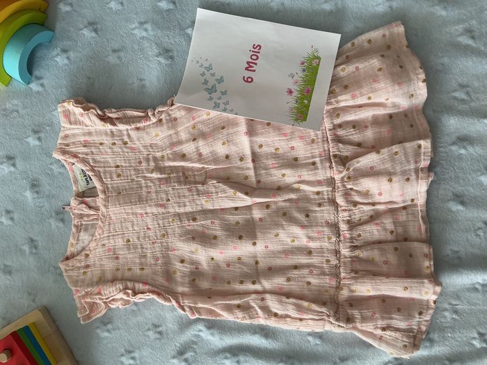 robe sans manches rose à pois dorés 6 mois tape à l'oeil - photo numéro 3