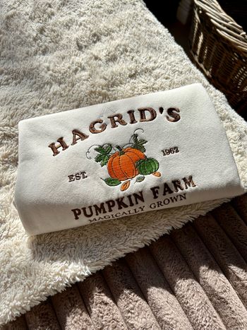 Sweat-shirt brodés hagrid’s pumpkin farm beige mixte