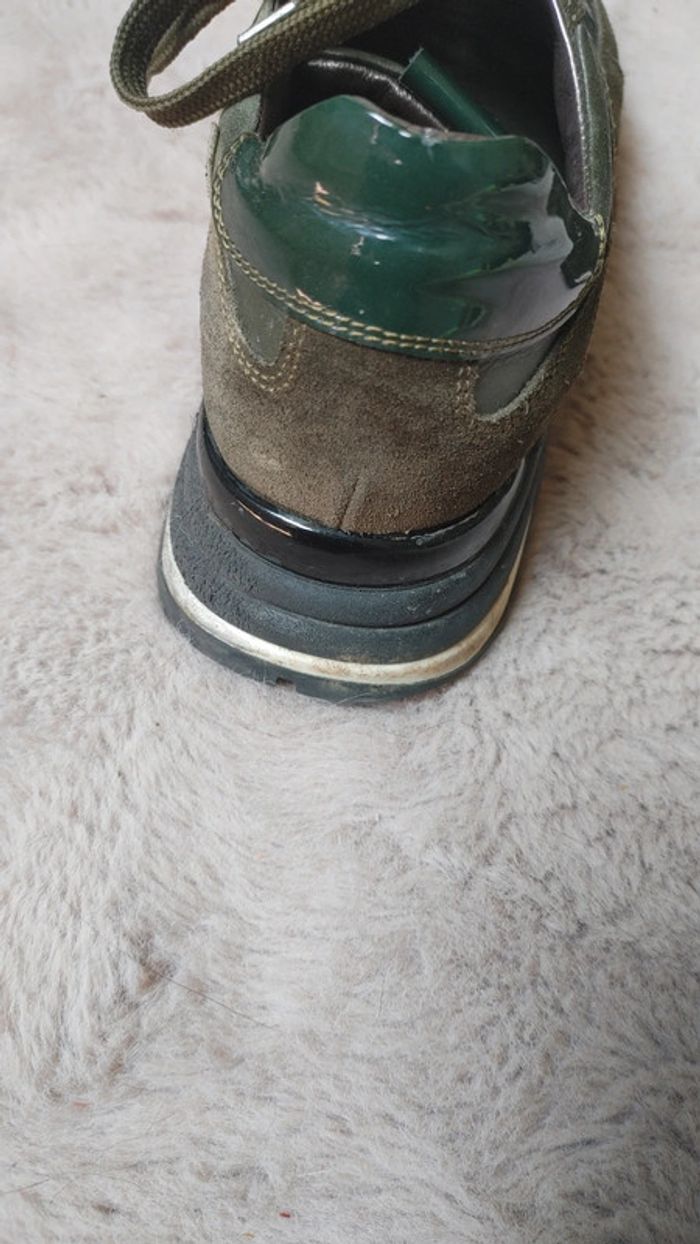 Basket excellente qualité en cuir vert et vert kaki - photo numéro 15