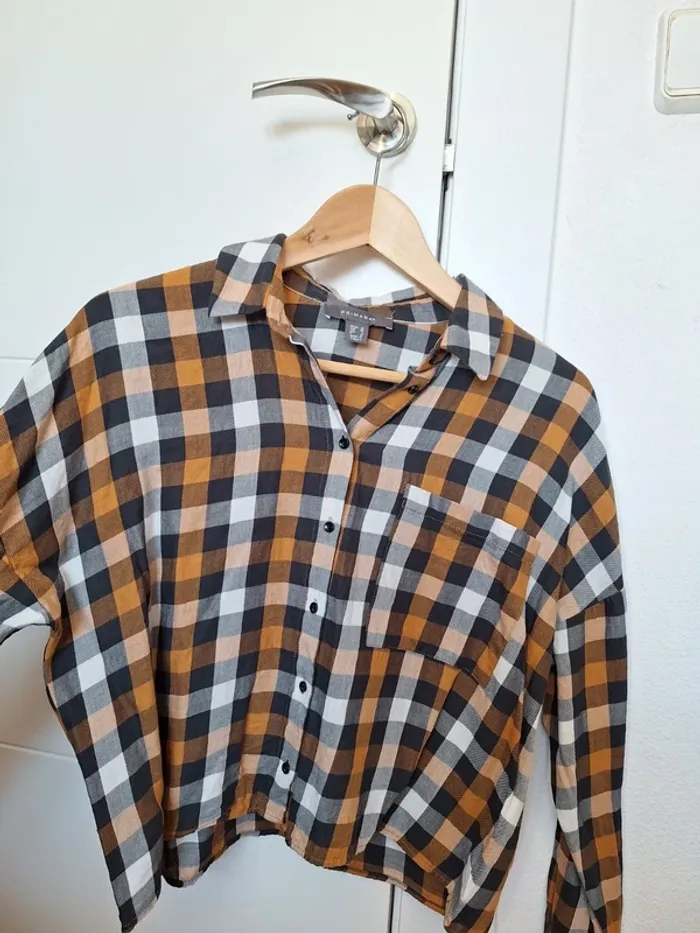 camisa corta cuadros Primark