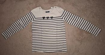 T shirt bleu et blanc ligné okaidi 10 an cœur