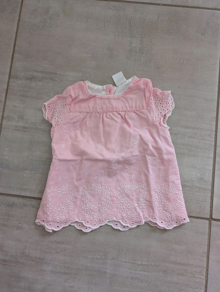 Blouse coton et broderies ajourées 9mois h&m
