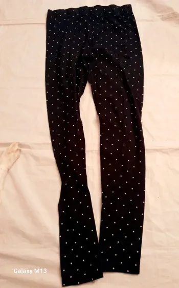 Legging femme bleu marine à pois blancs C&A taille S