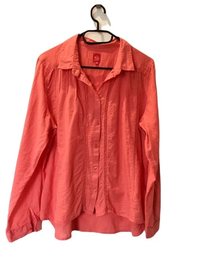 Chemise broderie anglaise orange corail miss captain tortue 40 L coton