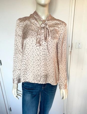 Blouse satinée à pois – Shein – Beige à pois noirs – Taille 38/M – Excellent état
