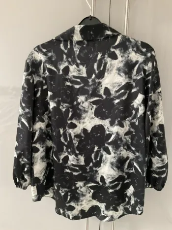 River island black/silvery grey satin blouse , longer at the back