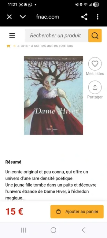 Dame d hiver. Contes de grimm