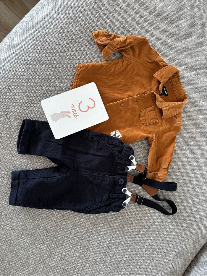 Ensemble chemise + pantalon a bretelle 3 mois - photo numéro 2
