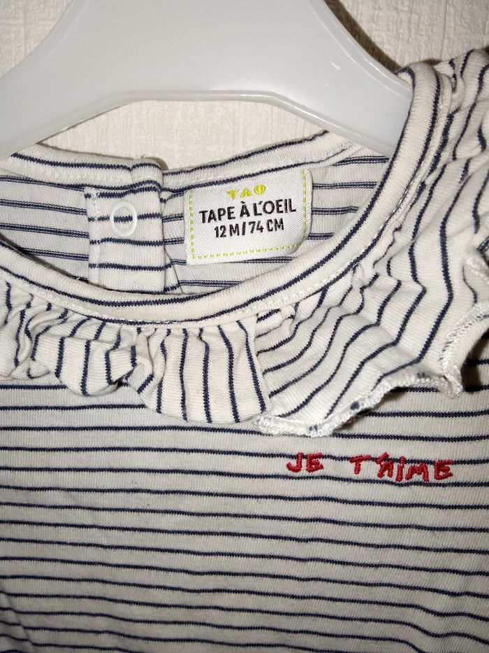 Ensemble bébé fille 12 mois mi saison, pantalon et blouse marque tape à l'oeil - photo numéro 3