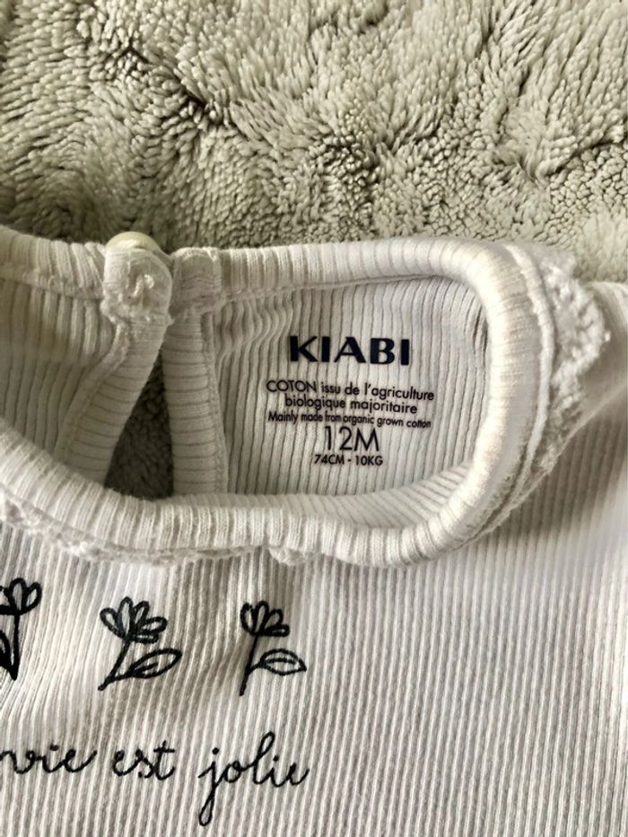 Tee shirt manches longues blanc 12 mois Kiabi - photo numéro 3