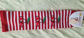 Guêtres motif rayé et cerises Neuves