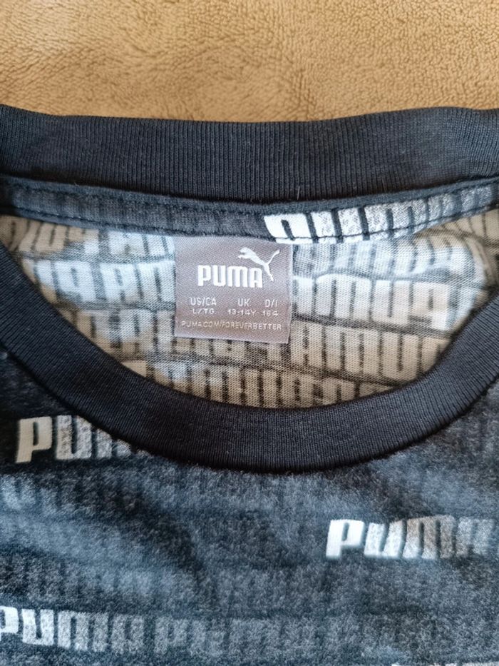 T-shirt motif noir Puma taille 13 ans - photo numéro 2