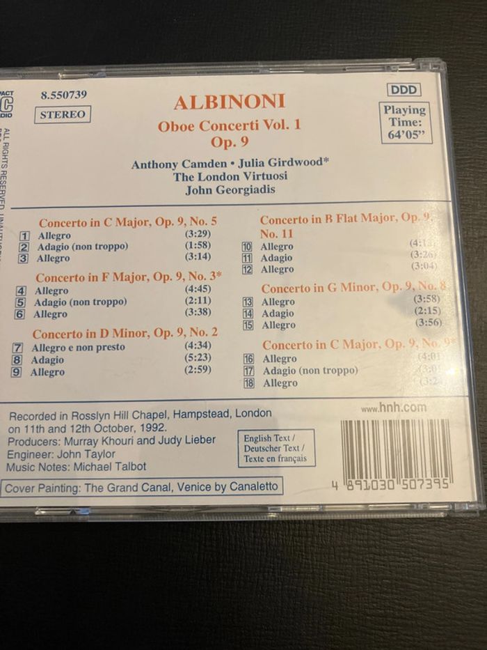 CD. Albinoni. Oboe Concerti. Vol 1. - photo numéro 3
