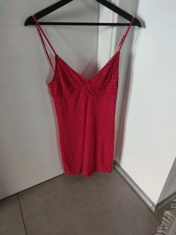 Chemise de nuit rose fushia à pois