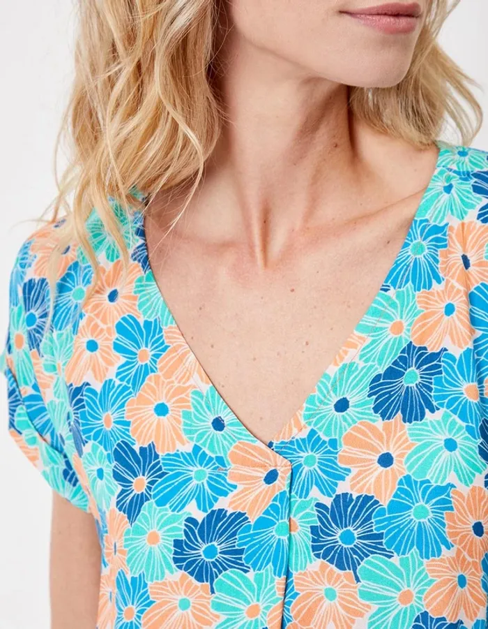 Robe fluide col V - taille 46 - motif GERONE - LA FIANCEE Robe fluide imprimée en viscose soyeuse L - photo numéro 4