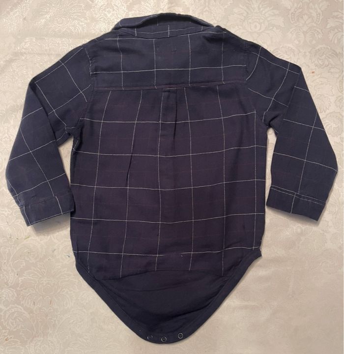 Body chemise KIABI bébé garçon 24 mois 👶 bleu marine à carreaux – look chic & pratique 💙 - photo numéro 6