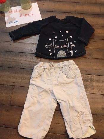 Ensemble bébé fille 6 mois pantalon et t shirt pull
