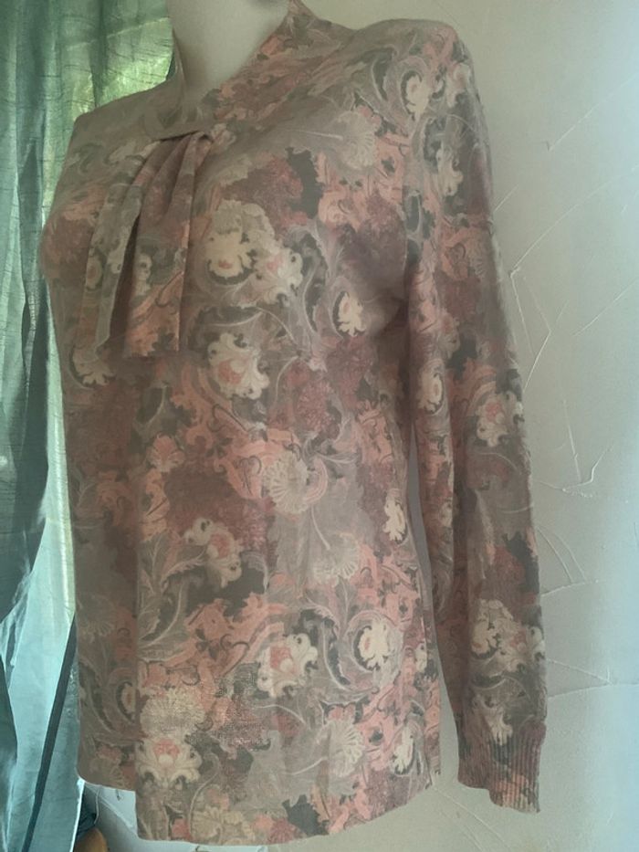 Pull vintage taille 42 manches longues rose gris - photo numéro 8