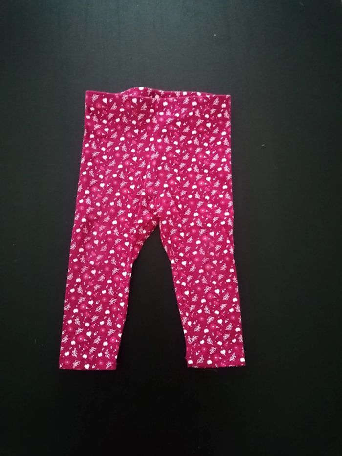 Legging pantalon rose fushia fleurs fille
