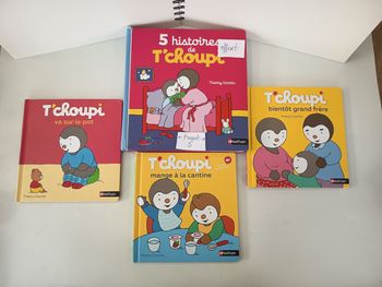 Lot 3 livres à lire et écouter T'choupi va sur le pot mange à la cantine devient grand frère