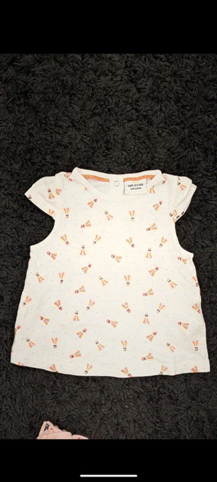 Lot 5 t-shirts fille 6 mois - photo numéro 4