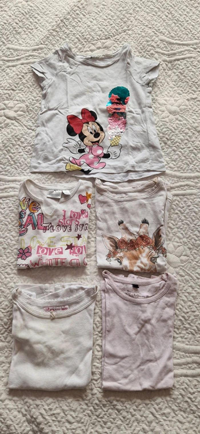 Lot de 5 t-shirts manches courtes fille 4 ans