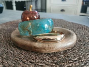 Duo Bracelet manchette bleu marbré et doré