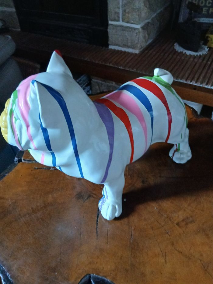 Statuette bouledogue blanc peint - photo numéro 3