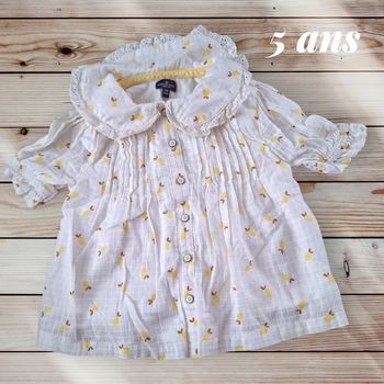 🍋👚 Blouse légère à imprimé citron – Taille 5 ans 🌸☀️