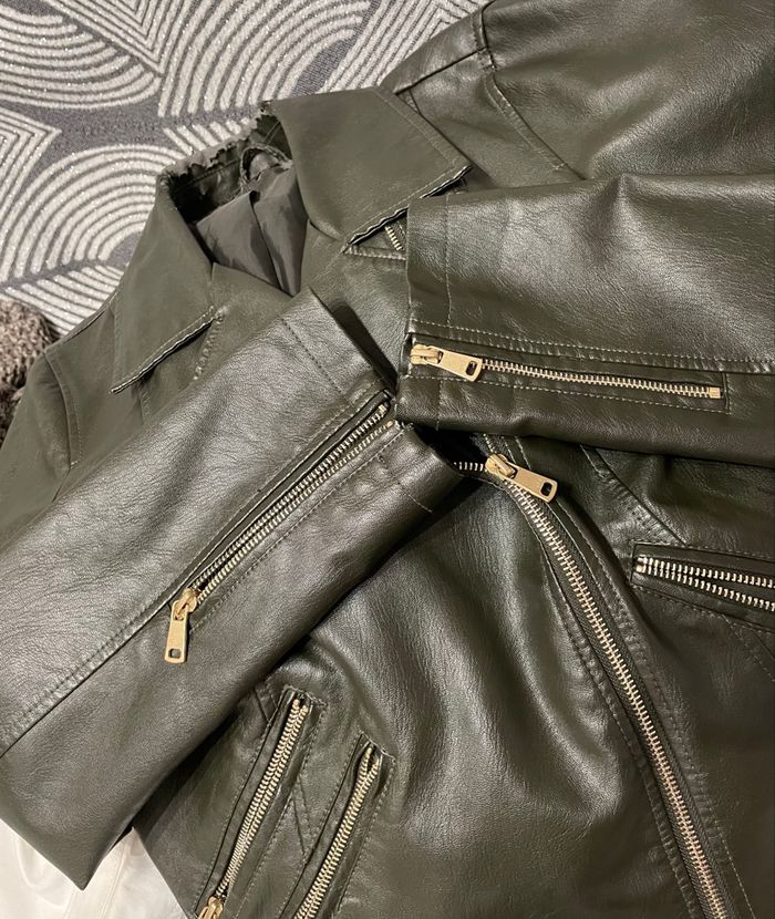 Veste Similicuir ONLY Femme taille 40 Kaki - photo numéro 4